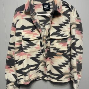 Jolie & Joy Women's Patterned Jacket - Pink and Gray